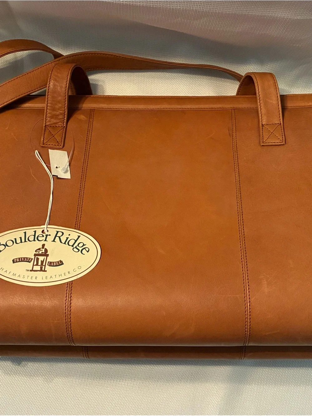 Boulder Ridge Tan Leather Briefcase Tote for Men